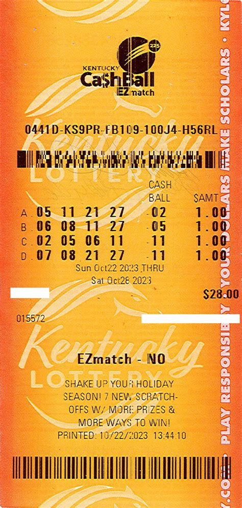 Kentucky Lottery Kentucky 5, Cash Ball winning numbers for .
